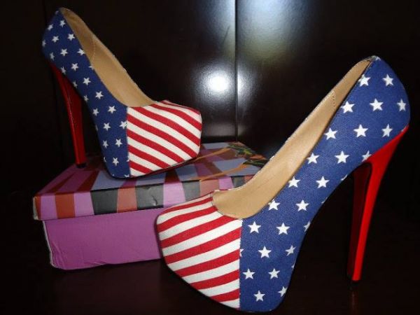 Sapato Peep Toe Bandeira EUA