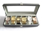 Caixa Estojo Porta 6 Relógios Organizador Luxo