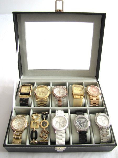 Caixa Estojo Porta 10 Relógios Organizador Luxo
