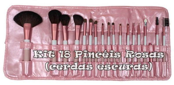 Kit 18 Pincéis Rosas #2