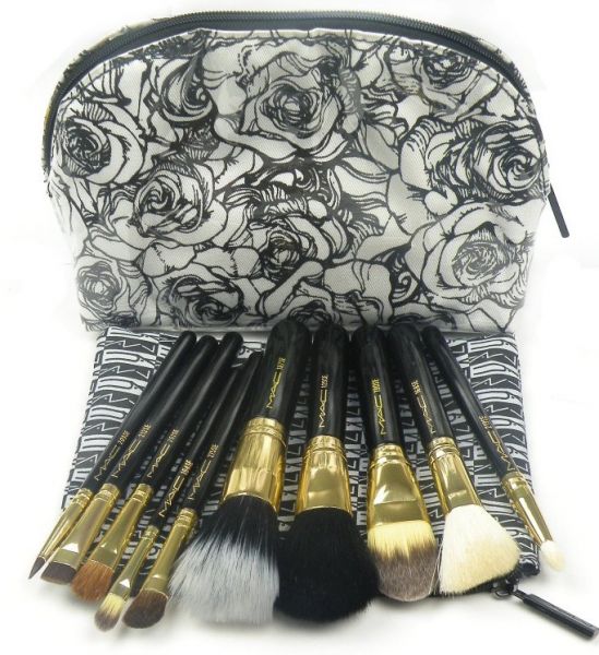 Kit 10 Pincéis com Estojo Floral Tipo MAC