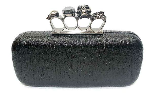 Clutch Caveira Preta Tipo Alexander Mcqueen