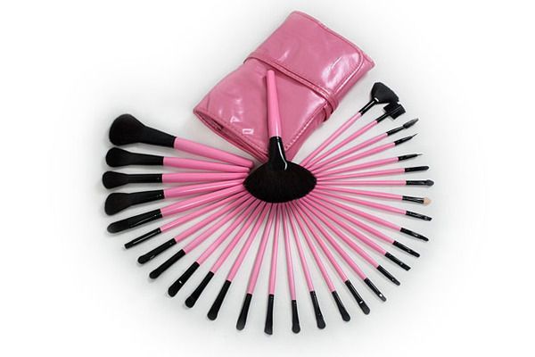 Kit 32 Pincéis Rosa Tipo MAC