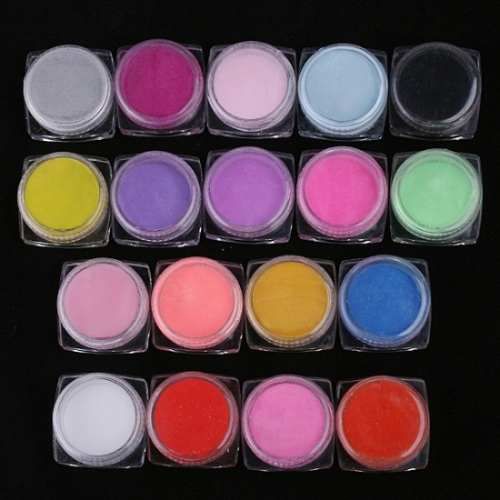 Kit 18 Cores Pó Acrílico Para Construção Nail Art 3D