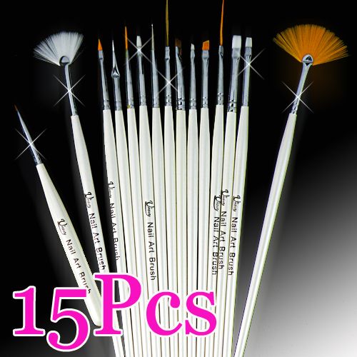 Kit 15 Pincéis para Decoração de Unhas